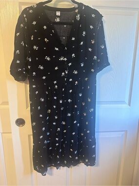 Old Navy Black Mini Dress with White Floral Print